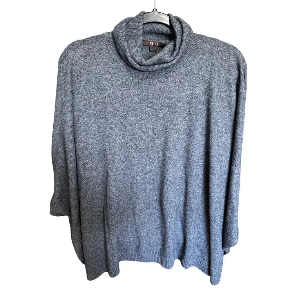 Reiss NWT Bijou Roll Neck Sweater Jumper Wool Loose Fit Charcoal Gray Size Large